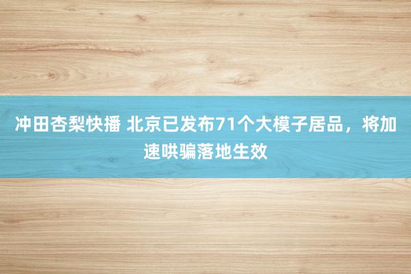 冲田杏梨快播 北京已发布71个大模子居品，将加速哄骗落地生效