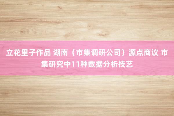 立花里子作品 湖南（市集调研公司）源点商议 市集研究中11种数据分析技艺