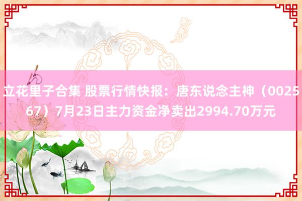 立花里子合集 股票行情快报：唐东说念主神（002567）7月23日主力资金净卖出2994.70万元