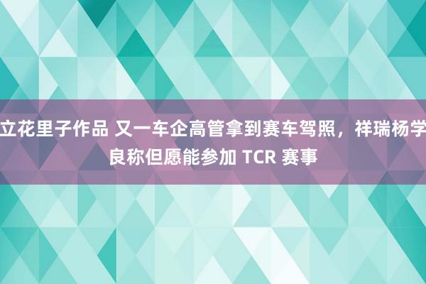 立花里子作品 又一车企高管拿到赛车驾照，祥瑞杨学良称但愿能参加 TCR 赛事