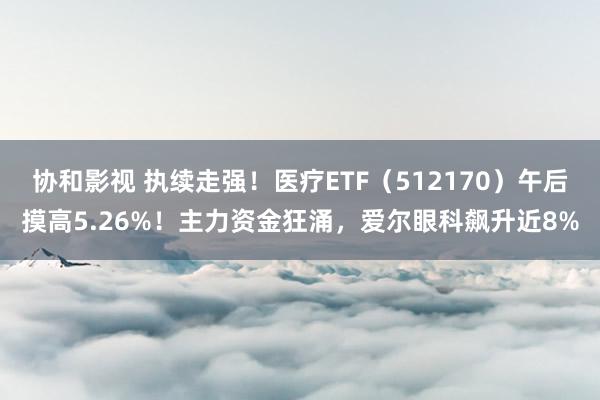 协和影视 执续走强！医疗ETF（512170）午后摸高5.26%！主力资金狂涌，爱尔眼科飙升近8%