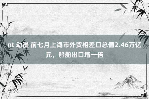 nt 动漫 前七月上海市外贸相差口总值2.46万亿元，船舶出口增一倍